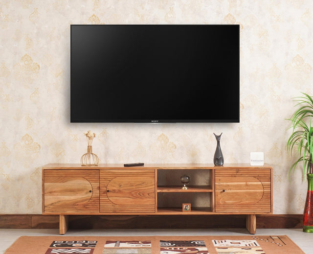 Columbia Solid Wood Tv Cabinet - Tv Cabinet - Furniselan - Natural-Finish