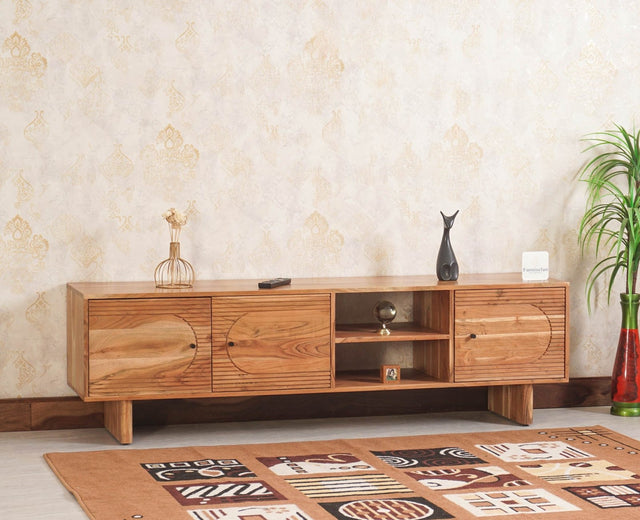 Columbia Solid Wood Tv Cabinet - Tv Cabinet - Furniselan - Natural-Finish