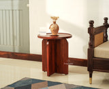 Columbia Wooden Round Side Table Corner Table Brown Finish