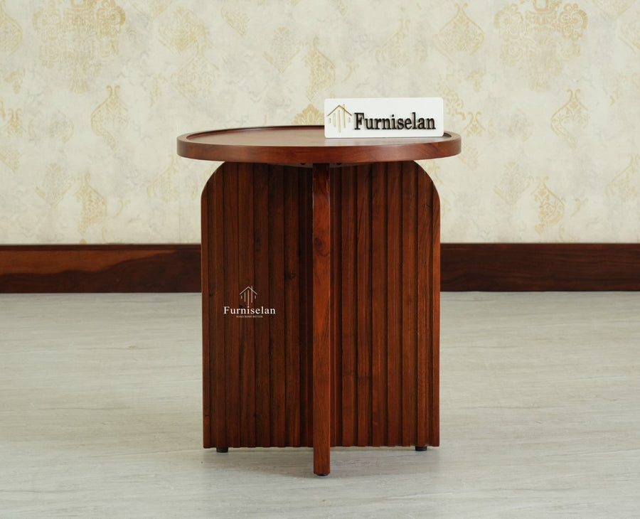 Columbia Wooden Round Side Table Corner Table Brown Finish