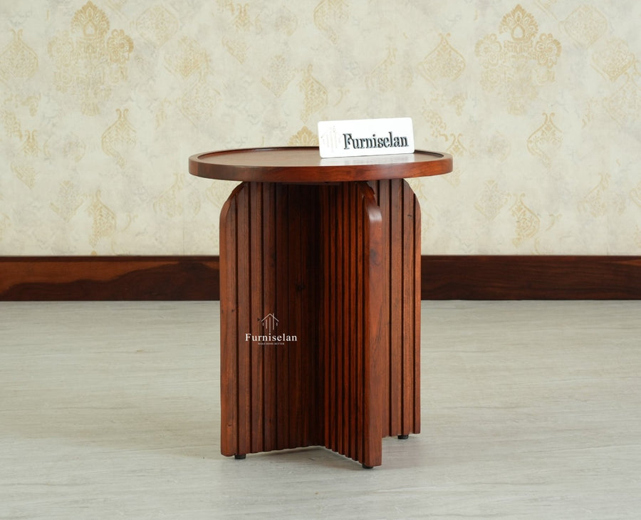 Columbia Wooden Round Side Table Corner Table Brown Finish