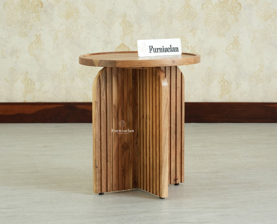 Columbia Wooden Round Side Table Corner Table Natural Finish