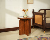 Columbia Wooden Round Side Table Corner Table Teak Finish