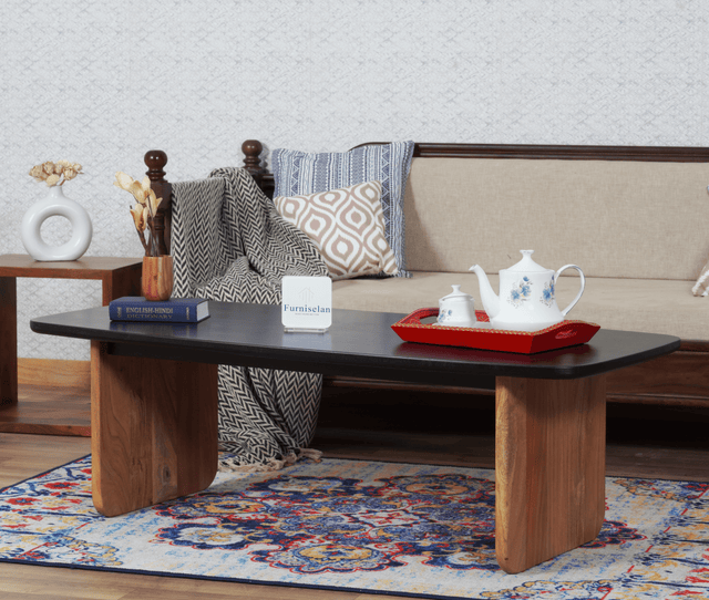Columbus Solid Wood Coffee Table - Coffee Table - Furniselan - Black-Top