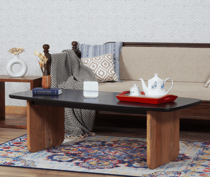 Columbus Solid Wood Coffee Table - Coffee Table - Furniselan - Black Top
