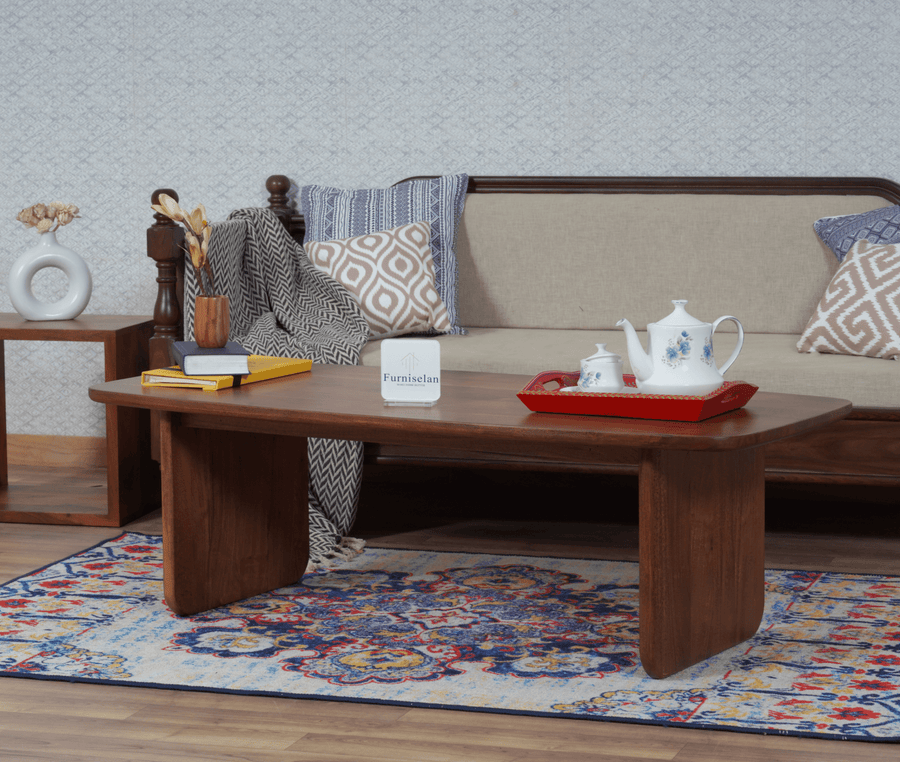 Columbus Solid Wood Coffee Table - Coffee Table - Furniselan - Teak-Finish