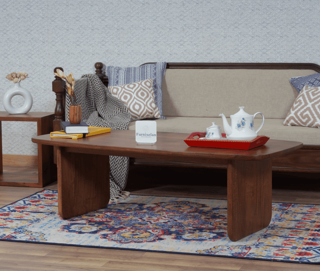 Columbus Solid Wood Coffee Table - Coffee Table - Furniselan - Teak-Finish