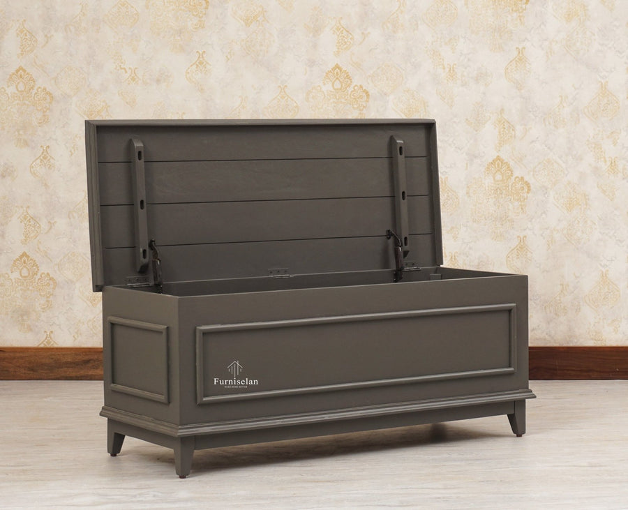 Colva Solid wood Storage Trunk Box - Trunks & Cabinets - Furniselan - Slate-Grey