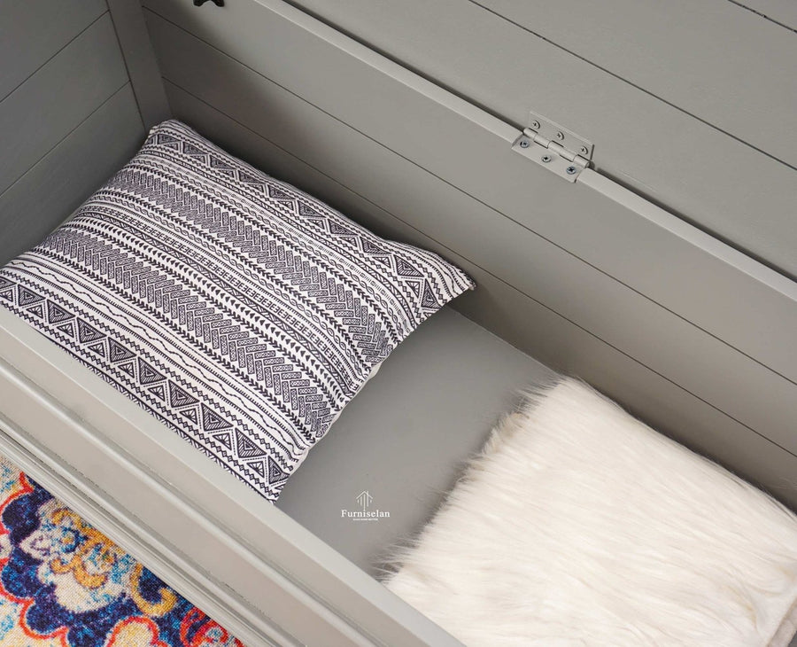 Colva Solid wood Storage Trunk Box - Trunks & Cabinets - Furniselan - Cool-Grey
