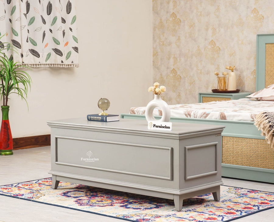 Colva Solid wood Storage Trunk Box - Trunks & Cabinets - Furniselan - Cool-Grey