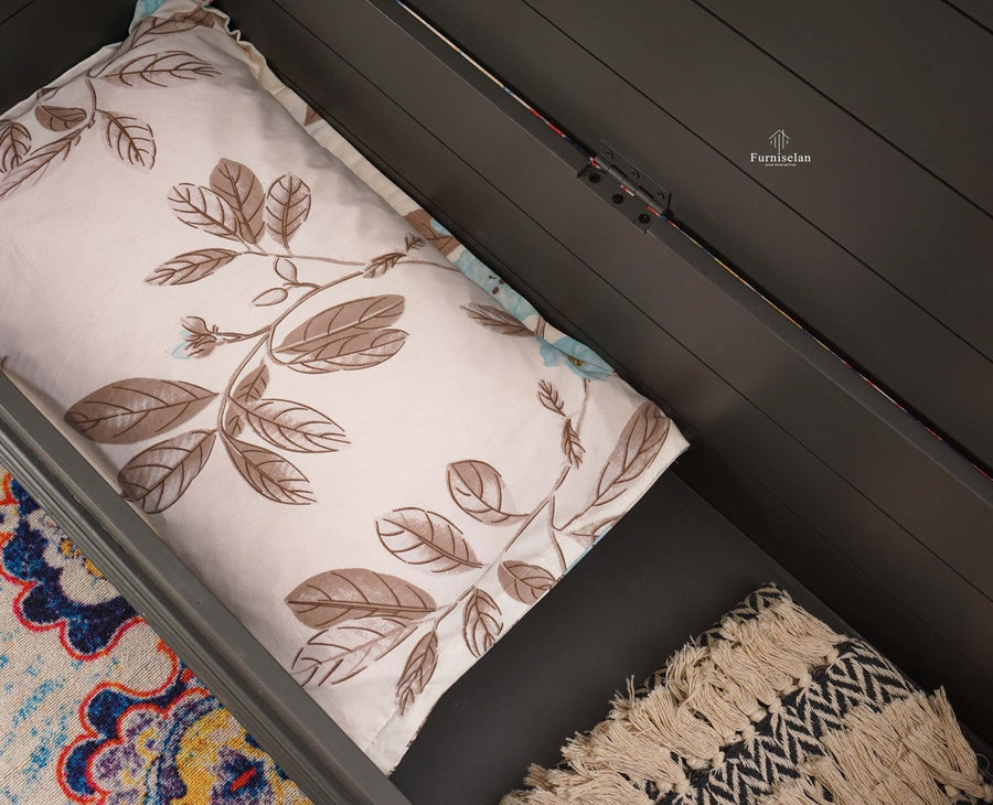 Colva Solid wood Storage Trunk Box - Trunks & Cabinets - Furniselan - Slate-Grey