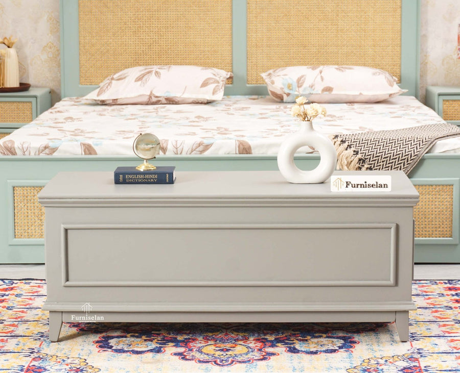 Colva Solid wood Storage Trunk Box - Trunks & Cabinets - Furniselan - Cool-Grey