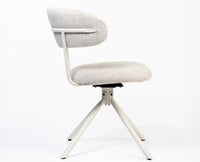Cotton Aiko Dining Chair with Metal- Swivel – Modern Upholstered Swivel Dining Chair with Metal Base  Furniselan Light Grey