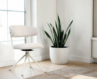 Cotton Aiko Dining Chair with Metal- Swivel – Modern Upholstered Swivel Dining Chair with Metal Base  Furniselan Light Grey