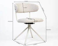 Cotton Aiko Dining Chair with Metal- Swivel – Modern Upholstered Swivel Dining Chair with Metal Base  Furniselan Light Grey
