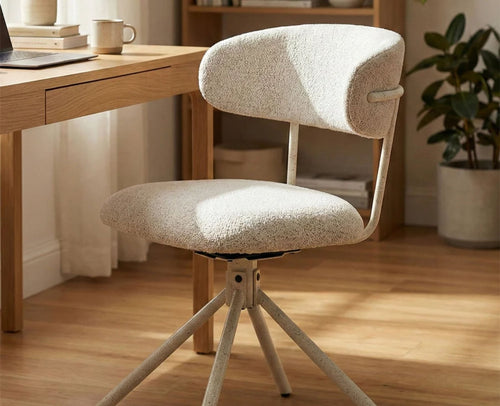 Cotton Aiko Dining Chair with Metal- Swivel – Modern Upholstered Swivel Dining Chair with Metal Base  Furniselan Light Grey