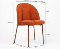 Cotton Alici Dining Chair with Metal – Modern Upholstered Dining Chair with Metal Legs Furniselan Light Pink