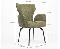 Cotton Aveno Dining Chair with Metal – Modern Upholstered Dining Chair with Metal Legs Furniselan Olive Green