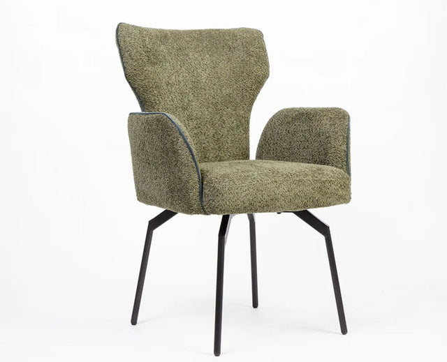 Cotton Aveno Dining Chair with Metal – Modern Upholstered Dining Chair with Metal Legs Furniselan Olive Green