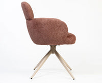 Cotton Babad Dining Chair with Metal- Swivel – Modern Upholstered Swivel Dining Chair with Metal Base Rose Brown