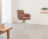 Cotton Babad Dining Chair with Metal- Swivel – Modern Upholstered Swivel Dining Chair with Metal Base