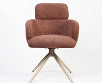 Cotton Babad Dining Chair with Metal- Swivel – Modern Upholstered Swivel Dining Chair with Metal Base Rose Brown