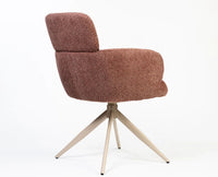 Cotton Babad Dining Chair with Metal- Swivel – Modern Upholstered Swivel Dining Chair with Metal Base Rose Brown