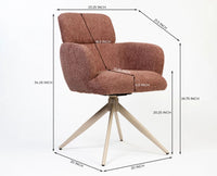 Cotton Babad Dining Chair with Metal- Swivel – Modern Upholstered Swivel Dining Chair with Metal Base Rose Brown