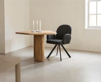 Cotton Hoir Dining Chair with Metal – Modern Upholstered Dining Chair with Metal Legs Furniselan Charcoal Grey