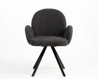 Cotton Hoir Dining Chair with Metal – Modern Upholstered Dining Chair with Metal Legs Furniselan Charcoal Grey