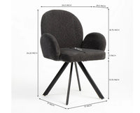 Cotton Hoir Dining Chair with Metal – Modern Upholstered Dining Chair with Metal Legs Furniselan Charcoal Grey