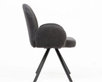 Cotton Hoir Dining Chair with Metal – Modern Upholstered Dining Chair with Metal Legs Furniselan Charcoal Grey