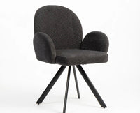 Cotton Hoir Dining Chair with Metal – Modern Upholstered Dining Chair with Metal Legs Furniselan Charcoal Grey