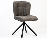Cotton Jade Dining Chair with Metal- Swivel – Modern Upholstered Swivel Dining Chair with Metal Base Dark Grey