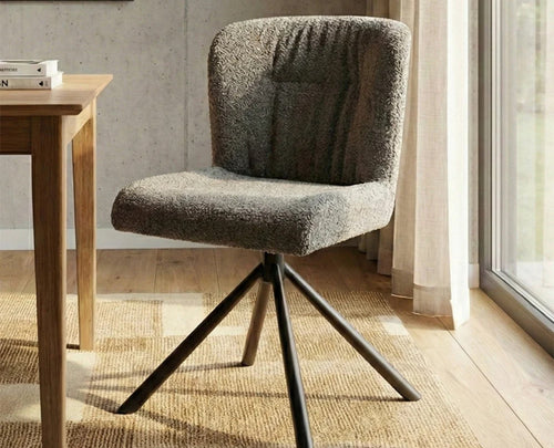 Cotton Jade Dining Chair with Metal- Swivel – Modern Upholstered Swivel Dining Chair with Metal Base Dark Grey
