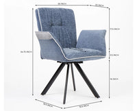 Cotton Octup Dining Chair with Metal – Modern Upholstered Dining Chair with Metal Legs Furniselan Blue