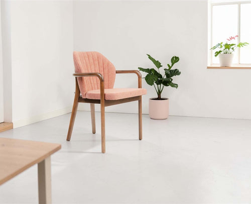 Cotton Onboa Dining Chair with RubberWood – Solid Wood Modern Dining Chair for Home & Restaurant Furniselan Coral pink