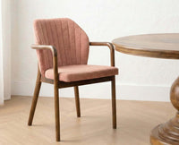 Cotton Onboa Dining Chair with RubberWood – Solid Wood Modern Dining Chair for Home & Restaurant Furniselan Coral pink
