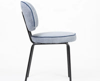 Cotton Relae Dining Chair with Metal – Modern Upholstered Dining Chair with Metal Legs Furniselan Dusty Blue
