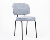 Cotton Relae Dining Chair with Metal – Modern Upholstered Dining Chair with Metal Legs Furniselan Dusty Blue