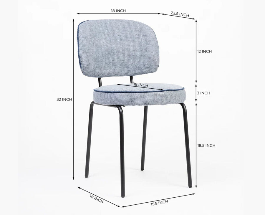 Cotton Relae Dining Chair with Metal – Modern Upholstered Dining Chair with Metal Legs Furniselan Dusty Blue