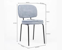 Cotton Relae Dining Chair with Metal – Modern Upholstered Dining Chair with Metal Legs Furniselan Dusty Blue