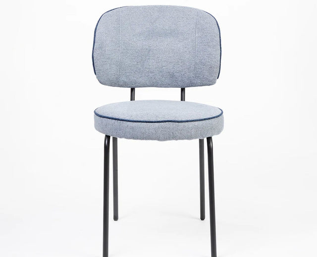 Cotton Relae Dining Chair with Metal – Modern Upholstered Dining Chair with Metal Legs Furniselan Dusty Blue