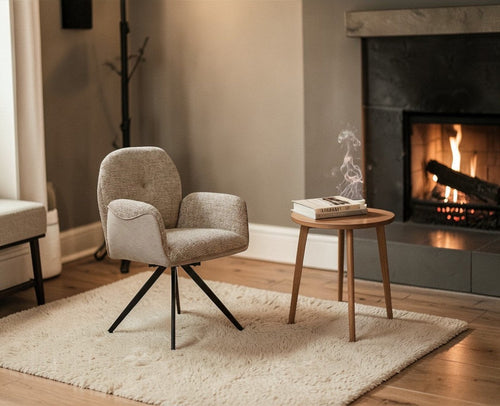 Cotton Scoot Dining Chair with Metal – Modern Upholstered Dining Chair with Metal Legs Furniselan