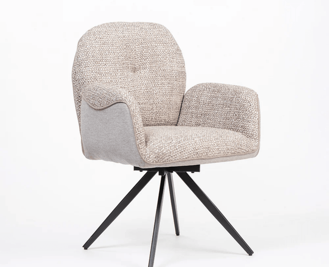 Cotton Scoot Dining Chair with Metal – Modern Upholstered Dining Chair with Metal Legs Furniselan