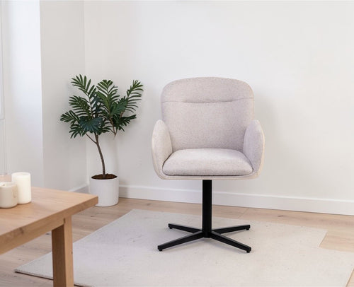 Cotton Siko Dining Chair with Metal- Swivel – Modern Upholstered Swivel Dining Chair with Metal Base Furniselan