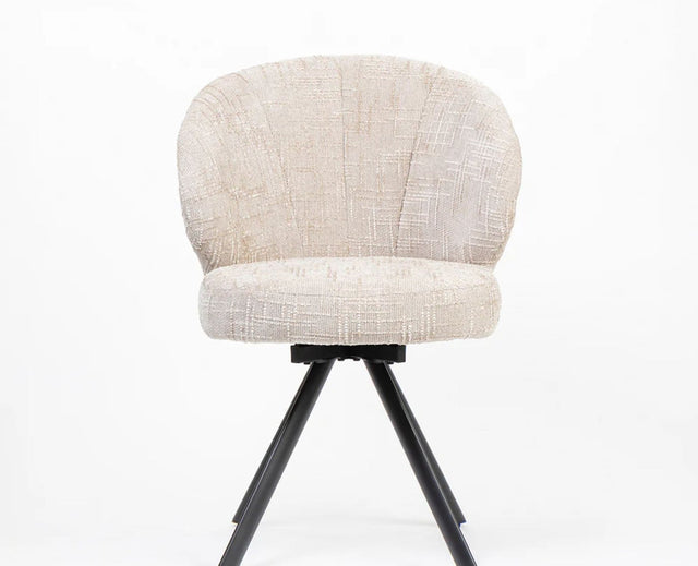 Cotton Vershe Dining Chair with Metal – Modern Upholstered Dining Chair with Metal Legs Furniselan Beige