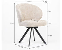 Cotton Vershe Dining Chair with Metal – Modern Upholstered Dining Chair with Metal Legs Furniselan Beige