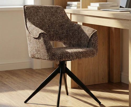 Cotton Wisko Dining Chair with Metal- Swivel – Modern Upholstered Swivel Dining Chair with Metal Base Furniselan Multicolor
