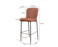 Crestleaf Valley Bar Chair – Modern Upholstered Dining Chair for Home & Café Rust
